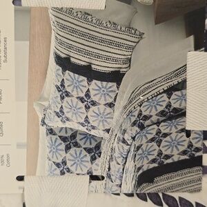 SONOMA BRAND STANDARD SIZE BLUE AND WHITE QUILTED PILLOW SHAMS BUNDLE OF 2
